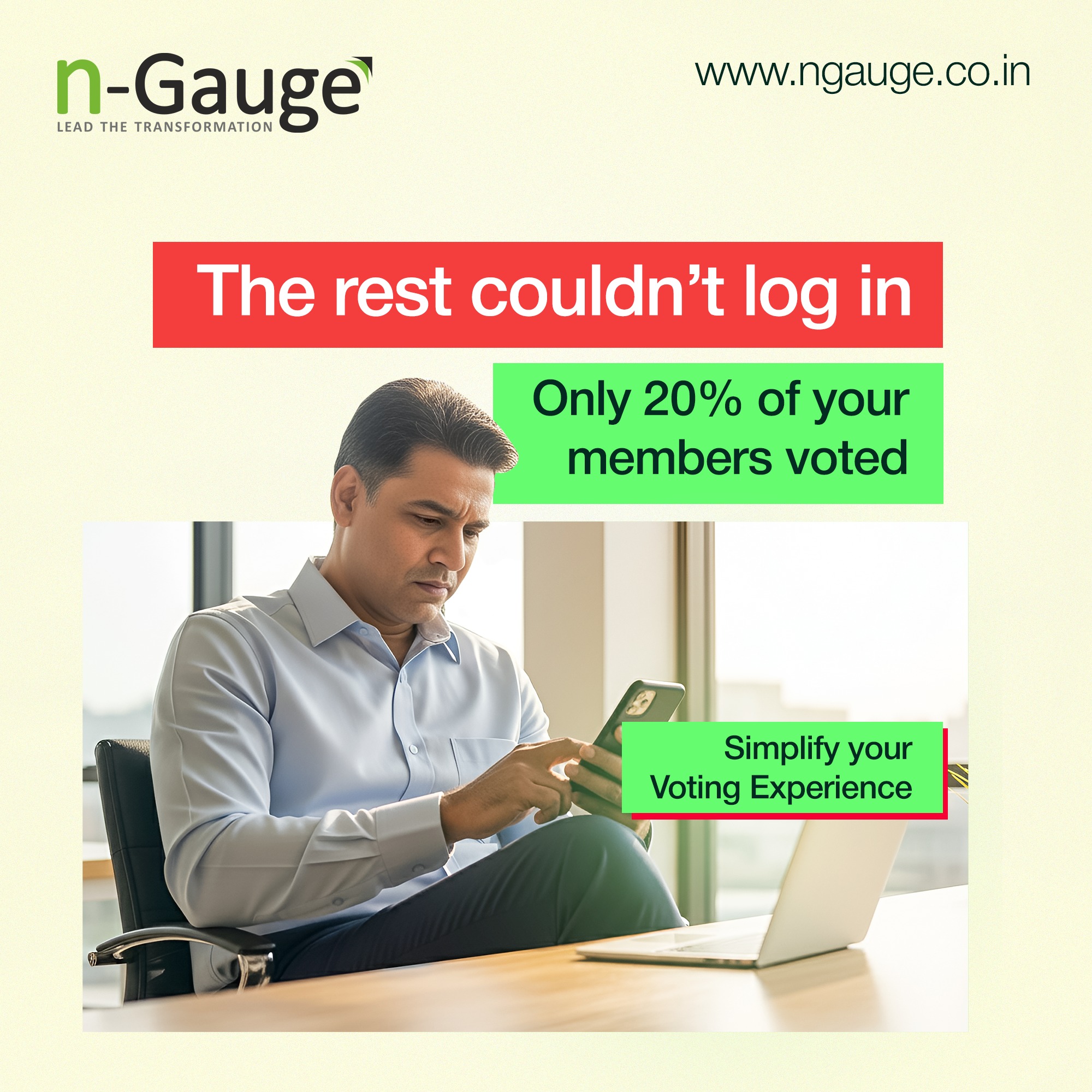 Only 20% voted. The rest couldn’t log in. 